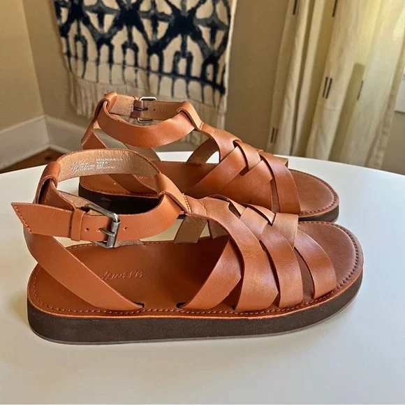 MADEWELL leather ankle strap platform fisherman sandals in burnished caramel - Picture 2 of 4